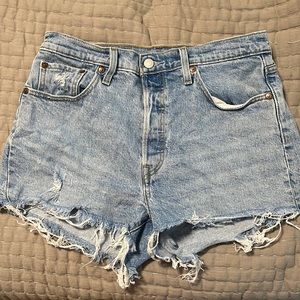 Levi’s 501 shorts. Light denim. Great condition.